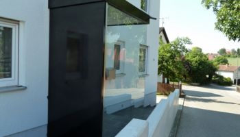 Hauseingangsverglasung - Windfangverglasung mit Glas und Trespafüllung